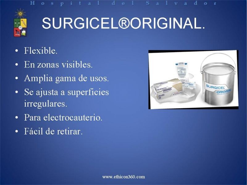 Diapositiva 10 de Hemostasia Hepática: "Surgicel®".