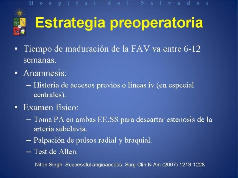 Diapositiva 4 de Reunión de Técnica Quirúrgica: Accesos Vasculares para Hemodiálisis