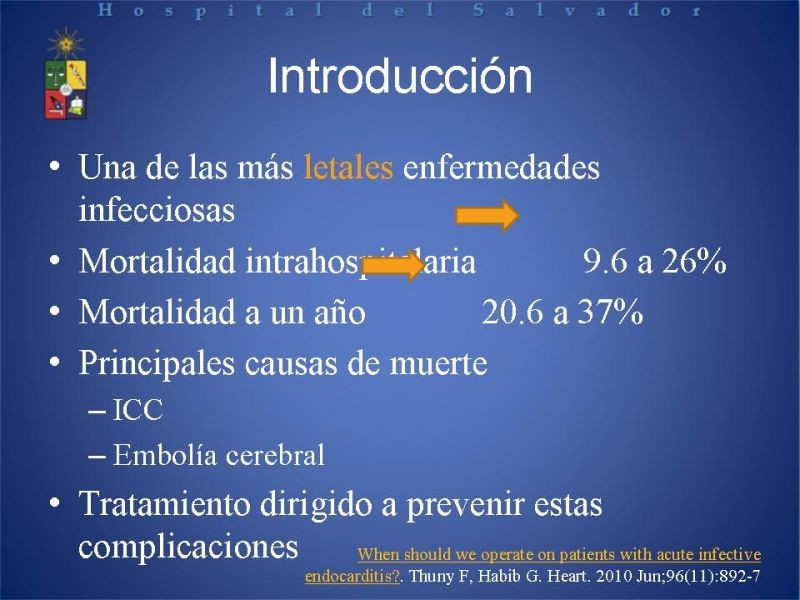 Diapositiva 2 de Cirugía en Endocarditis Infecciosa
