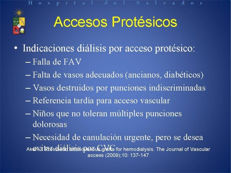 Diapositiva 24 de Reunión de Técnica Quirúrgica: Accesos Vasculares para Hemodiálisis