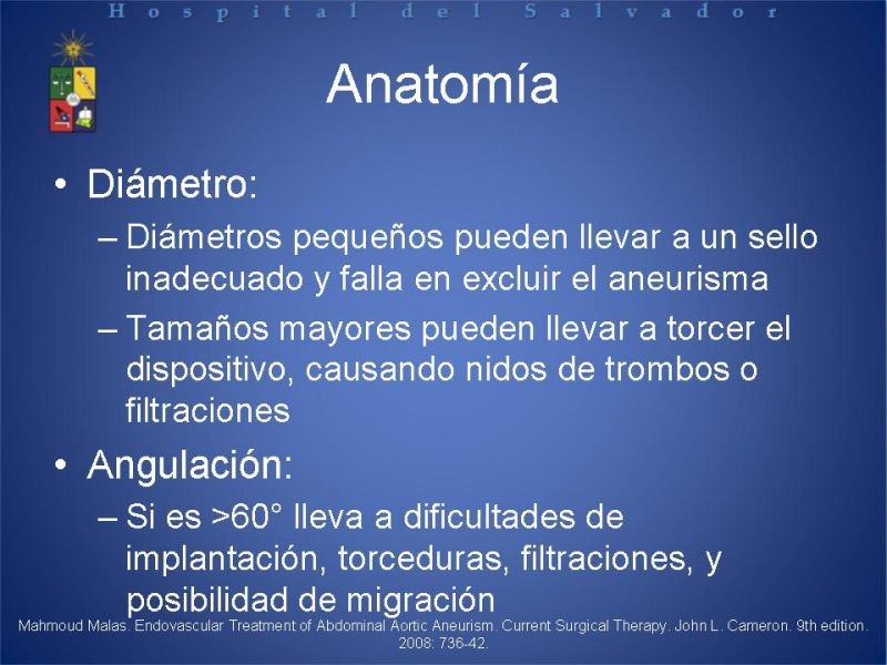 Diapositiva 10 de Manejo Endovascular del AAA (EVAR)