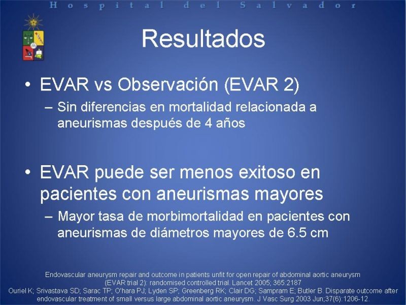 Diapositiva 27 de Manejo Endovascular del AAA (EVAR)