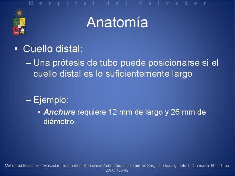 Diapositiva 9 de Manejo Endovascular del AAA (EVAR)