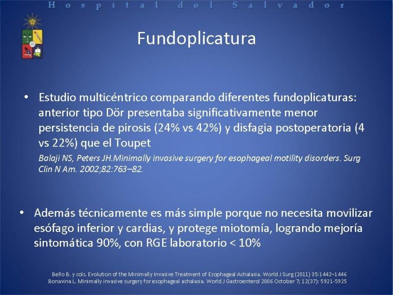 Diapositiva 13 de Manejo laparoscópico de la Acalasia