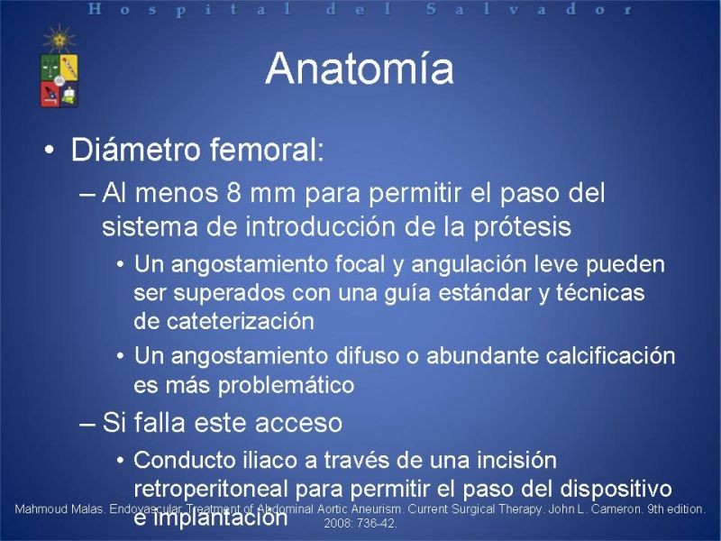 Diapositiva 13 de Manejo Endovascular del AAA (EVAR)