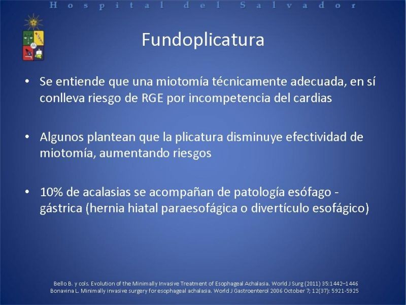 Diapositiva 10 de Manejo laparoscópico de la Acalasia