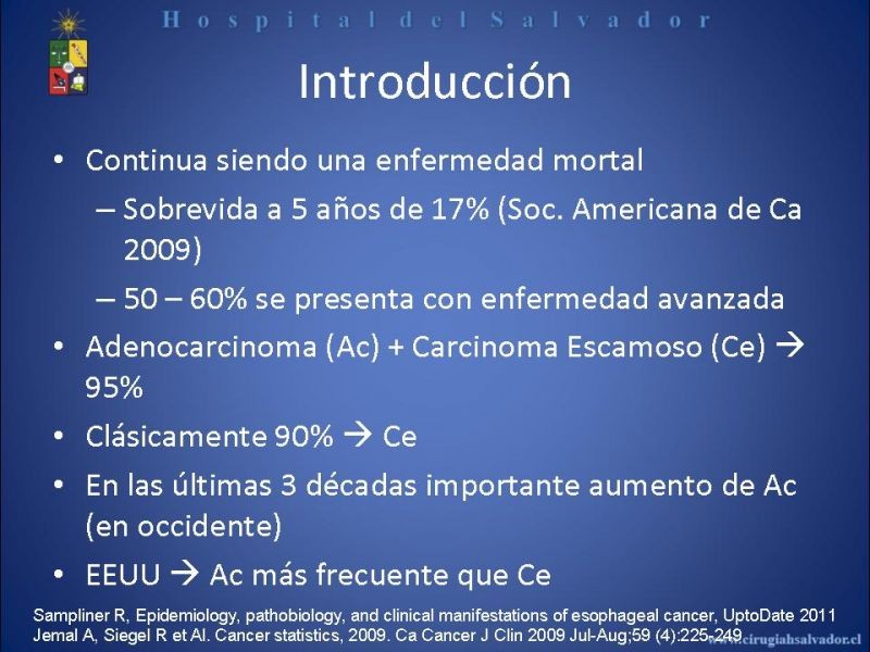Diapositiva 1 de Cáncer de Esófago: Diagnóstico y etapificación