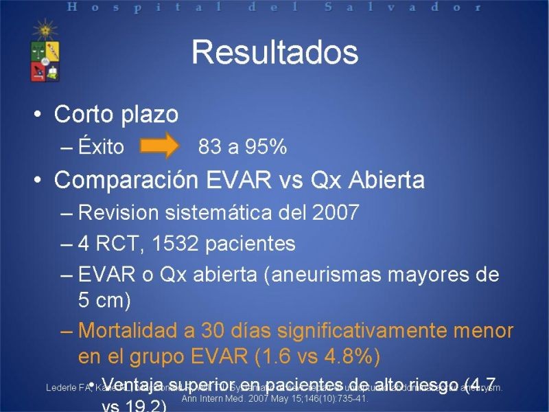 Diapositiva 22 de Manejo Endovascular del AAA (EVAR)