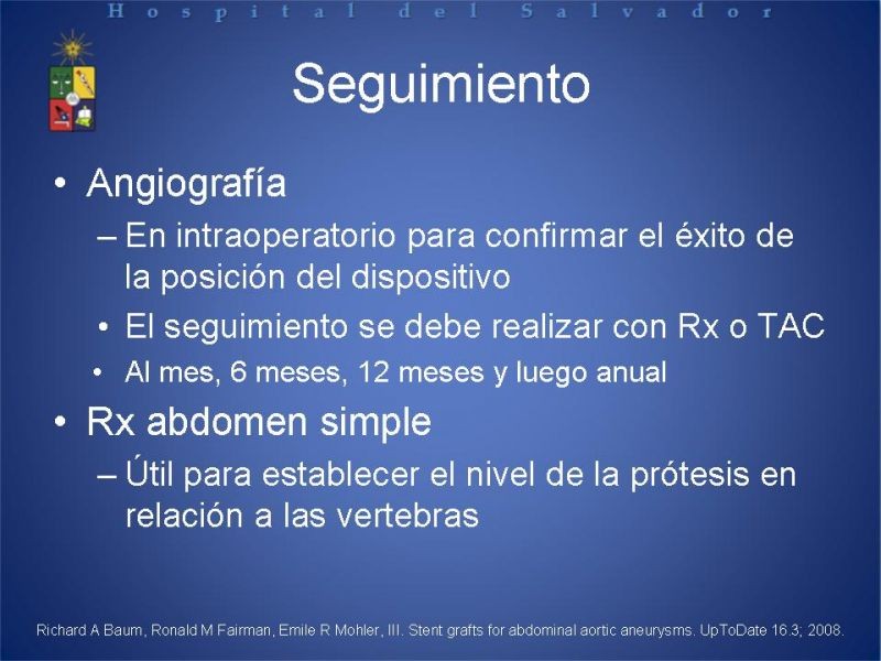 Diapositiva 17 de Manejo Endovascular del AAA (EVAR)