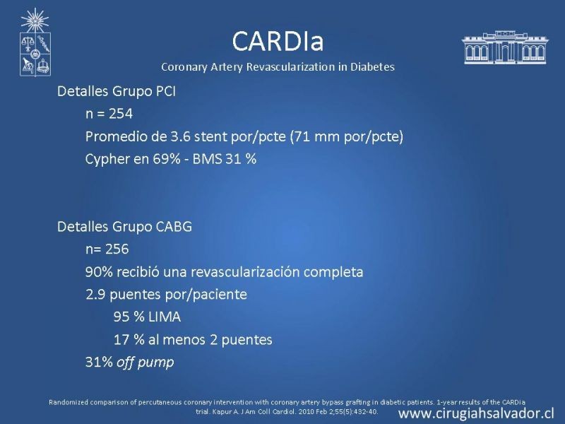 Diapositiva 15 de Cirugía de Revascularización Miocárdica vs Angioplastia con Stent en Diabetes