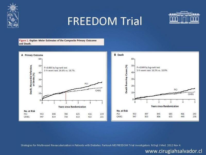 Diapositiva 28 de Cirugía de Revascularización Miocárdica vs Angioplastia con Stent en Diabetes
