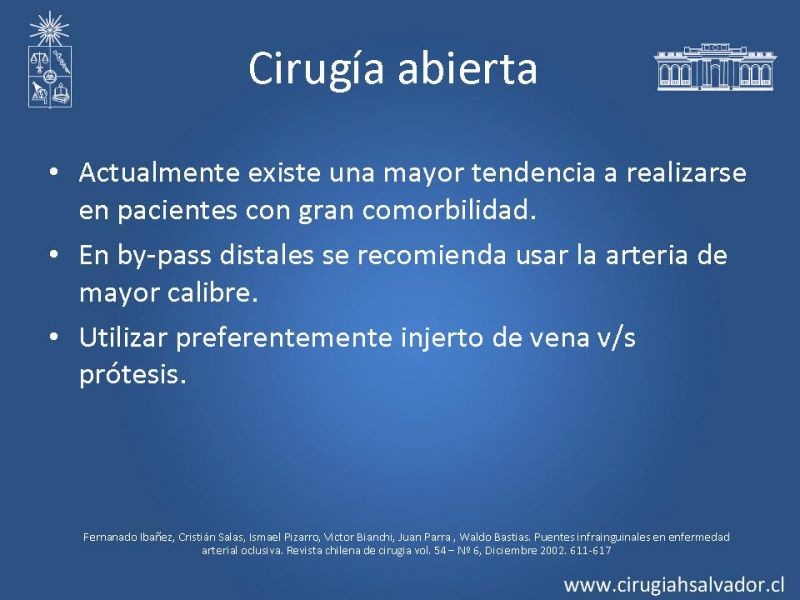 Diapositiva 10 de Manejo quirúrgico de la enfermedad arterial infrainguinal: Accesos 