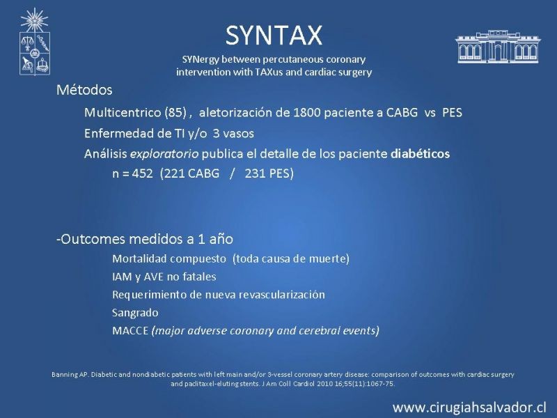 Diapositiva 19 de Cirugía de Revascularización Miocárdica vs Angioplastia con Stent en Diabetes