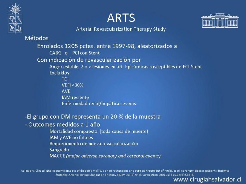 Diapositiva 6 de Cirugía de Revascularización Miocárdica vs Angioplastia con Stent en Diabetes
