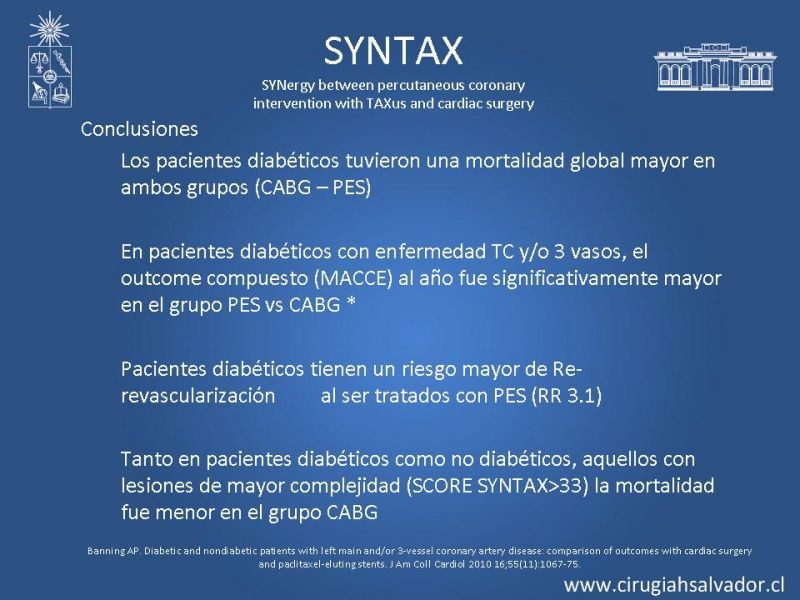 Diapositiva 24 de Cirugía de Revascularización Miocárdica vs Angioplastia con Stent en Diabetes