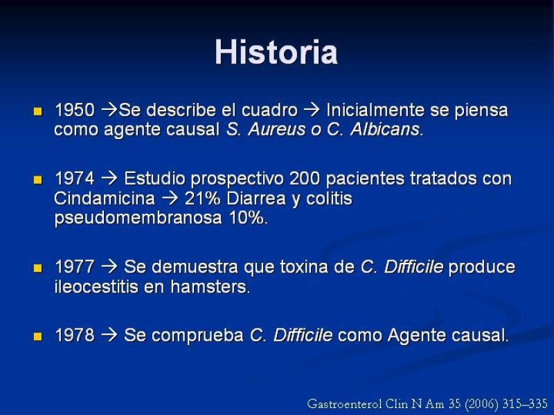 Diapositiva 2 de Infección Asociada a Clostridium Difficile