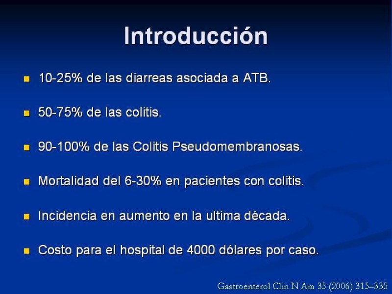 Diapositiva 1 de Infección Asociada a Clostridium Difficile