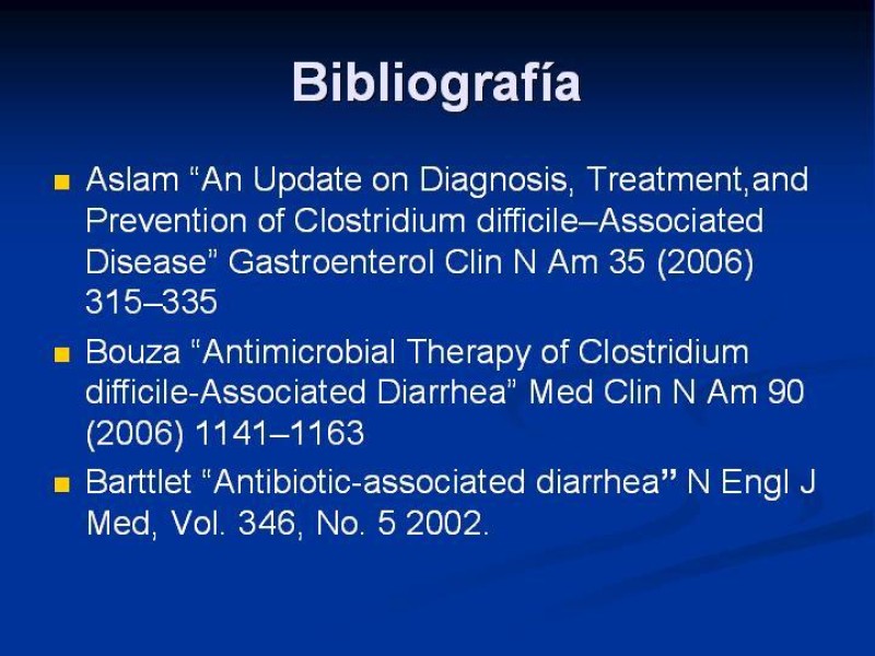 Diapositiva 24 de Infección Asociada a Clostridium Difficile
