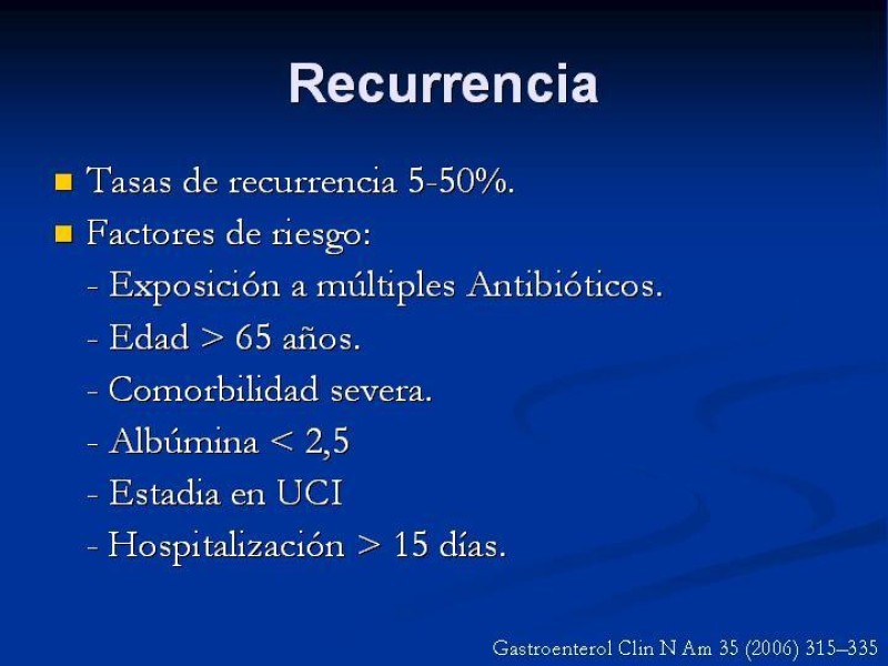 Diapositiva 18 de Infección Asociada a Clostridium Difficile