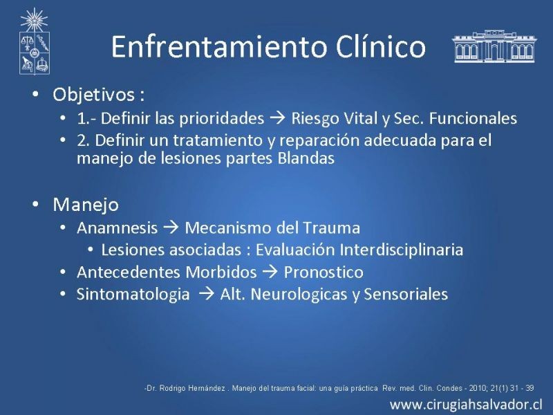 Diapositiva 3 de Trauma Facial: Manejo Quirúrgico de Partes Blandas  