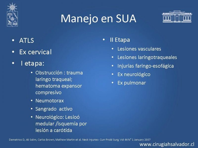 Diapositiva 12 de Manejo del trauma cervical penetrante