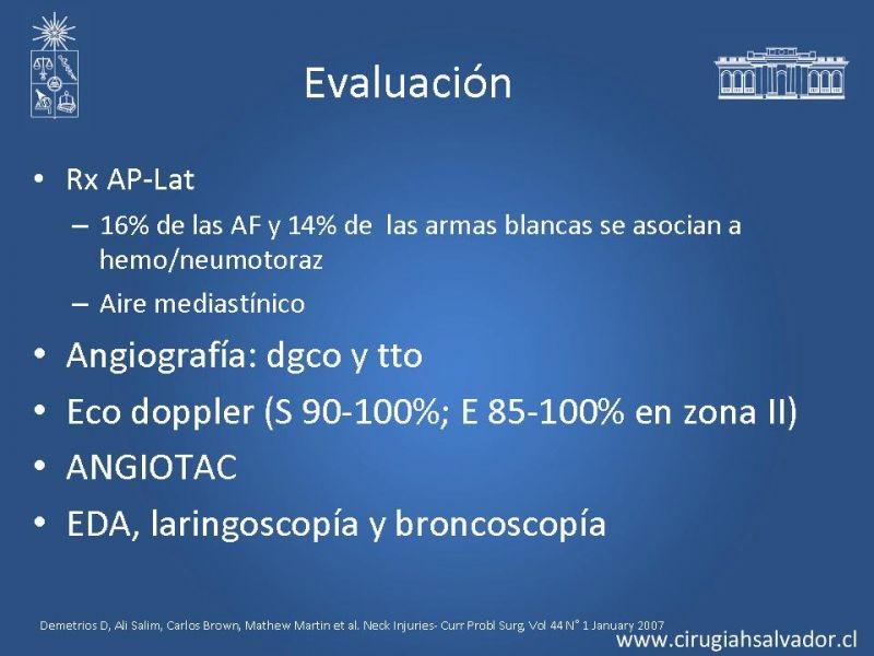 Diapositiva 16 de Manejo del trauma cervical penetrante