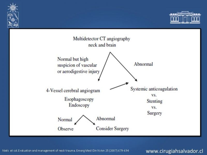 Diapositiva 23 de Manejo del trauma cervical penetrante