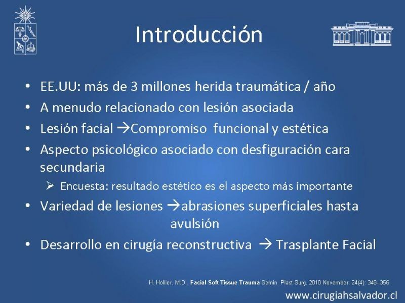 Diapositiva 1 de Trauma Facial: Manejo Quirúrgico de Partes Blandas  