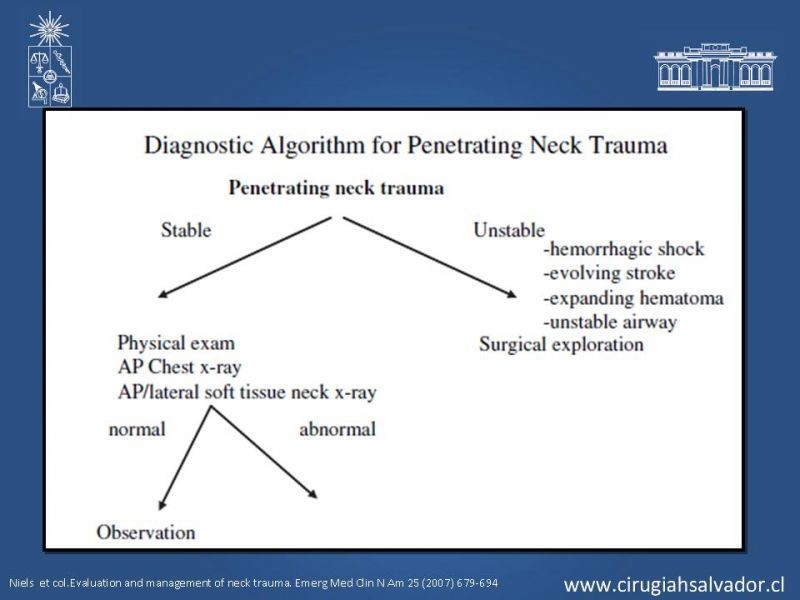 Diapositiva 20 de Manejo del trauma cervical penetrante