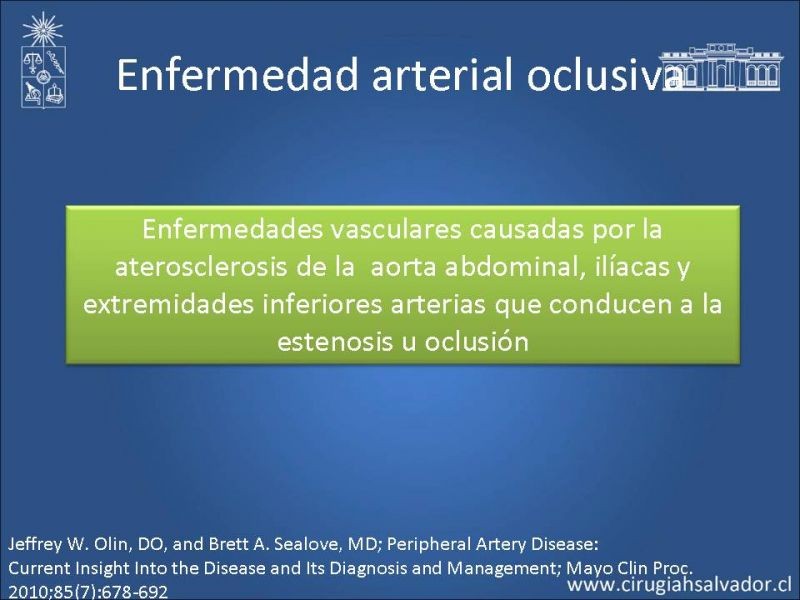 Diapositiva 1 de Enfermedad Arterial Oclusiva: Clínica, diagnóstico y pronóstico