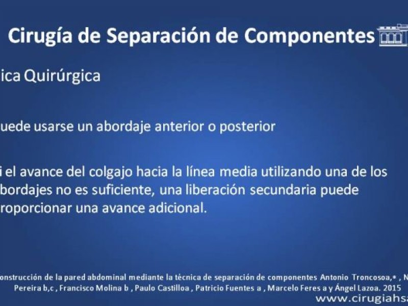 Diapositiva 18 de Cirugía de Separación de Componentes