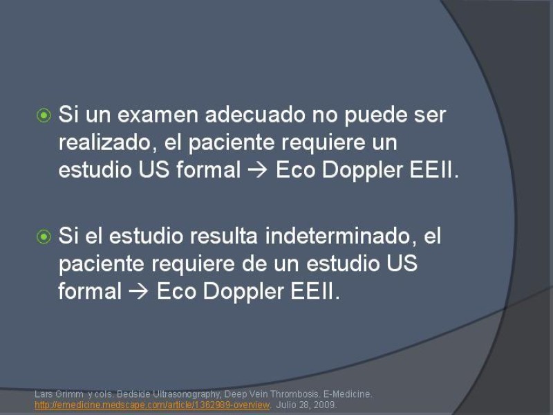 Diapositiva 16 de Ultrasonido de EEII en el diagnóstico de TVP