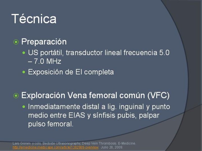 Diapositiva 7 de Ultrasonido de EEII en el diagnóstico de TVP
