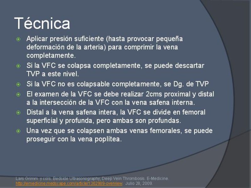 Diapositiva 9 de Ultrasonido de EEII en el diagnóstico de TVP