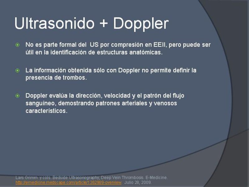 Diapositiva 13 de Ultrasonido de EEII en el diagnóstico de TVP