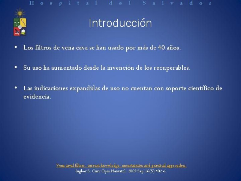 Diapositiva 1 de Filtro de vena Cava