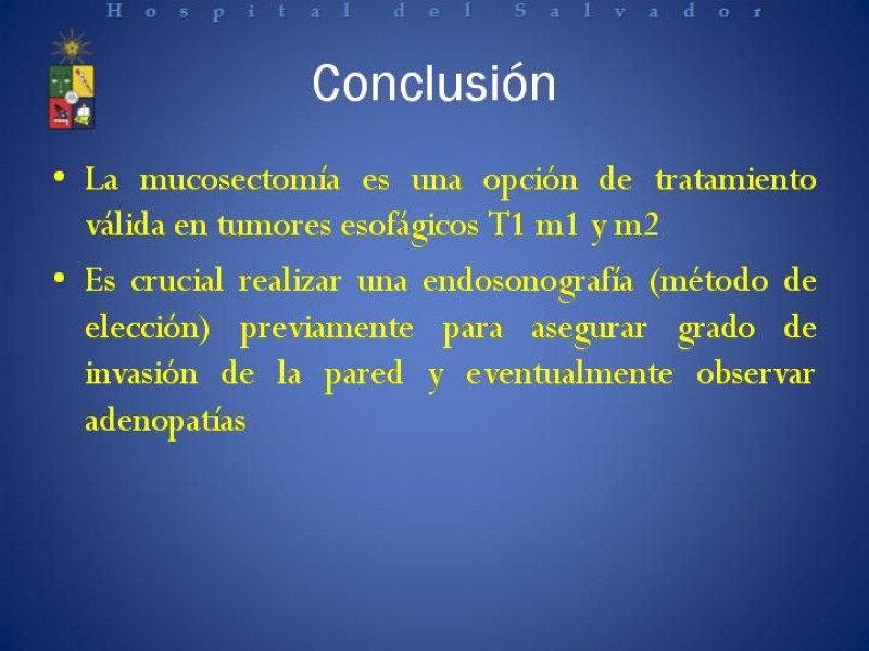 Diapositiva 23 de Mucosectomía Endoscópica en Cáncer Esofágico Superficial y Rol de la Endosonografía