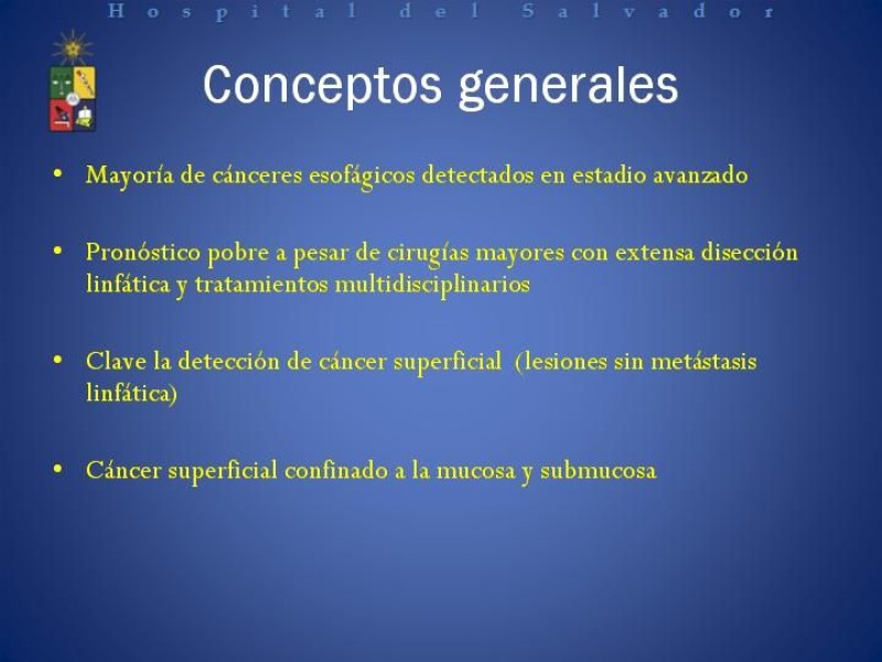 Diapositiva 1 de Mucosectomía Endoscópica en Cáncer Esofágico Superficial y Rol de la Endosonografía
