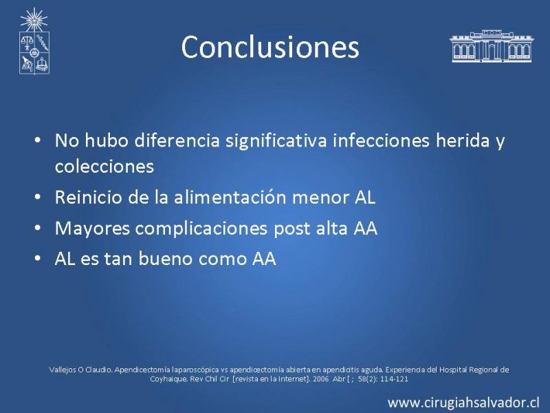 Diapositiva 17 de Apendicectomía: Abierta vs Laparoscópica 