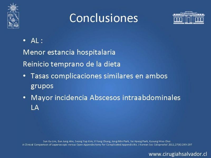 Diapositiva 22 de Apendicectomía: Abierta vs Laparoscópica 