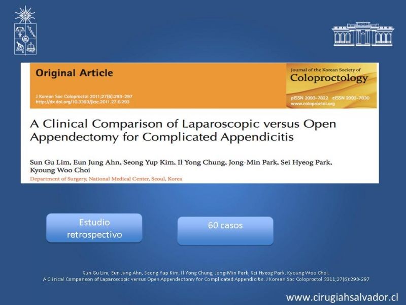 Diapositiva 18 de Apendicectomía: Abierta vs Laparoscópica 