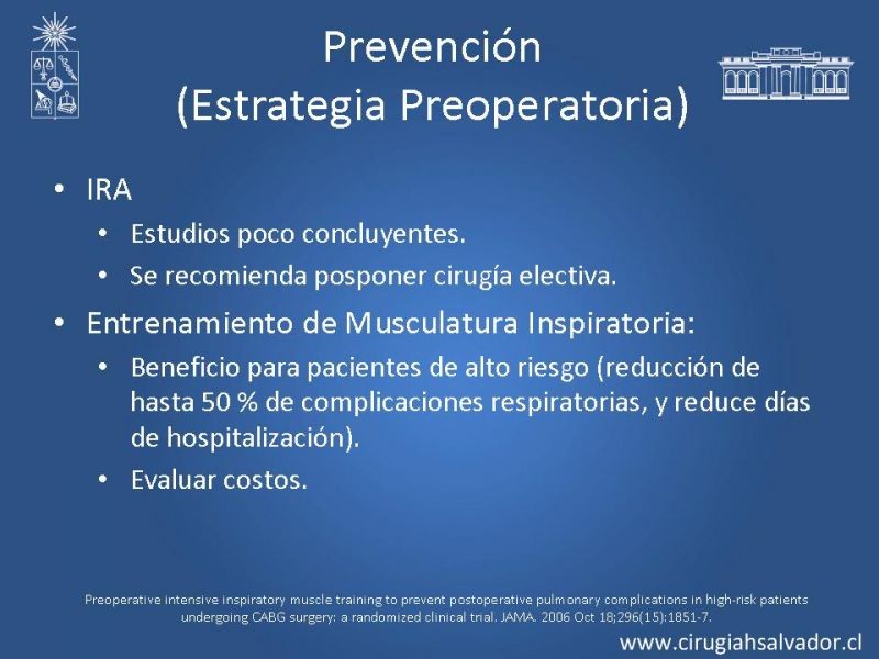 Diapositiva 12 de Complicaciones Respiratorias en el Postoperatorio: Neumonía y Falla Ventilatoria