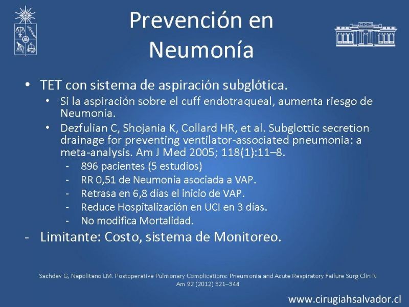 Diapositiva 45 de Complicaciones Respiratorias en el Postoperatorio: Neumonía y Falla Ventilatoria