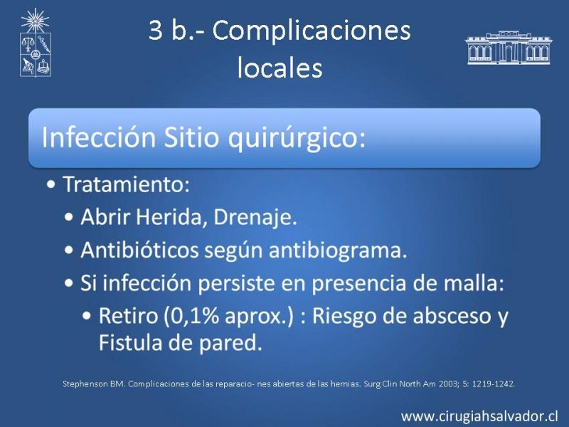 Diapositiva 10 de Hernioplastía Inguinal: Complicaciones