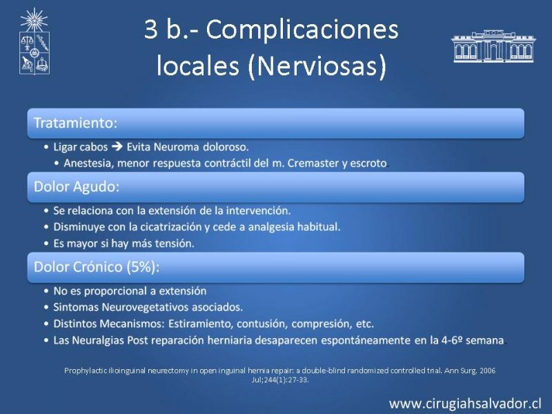 Diapositiva 15 de Hernioplastía Inguinal: Complicaciones