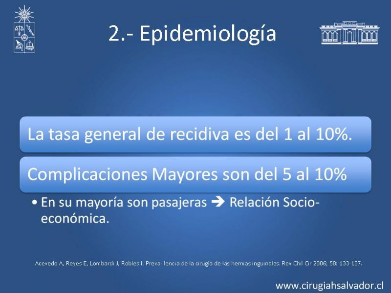 Diapositiva 4 de Hernioplastía Inguinal: Complicaciones