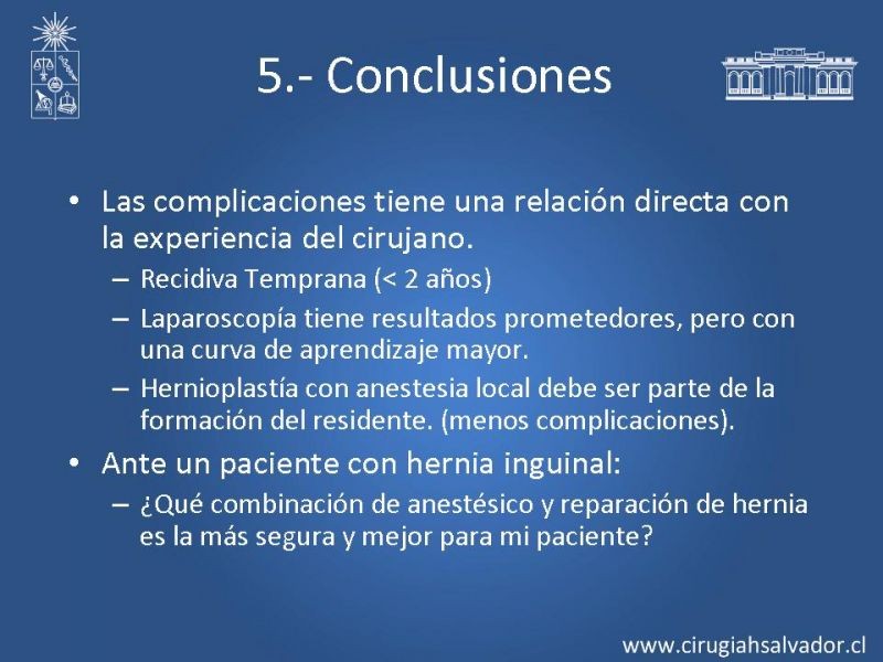 Diapositiva 26 de Hernioplastía Inguinal: Complicaciones