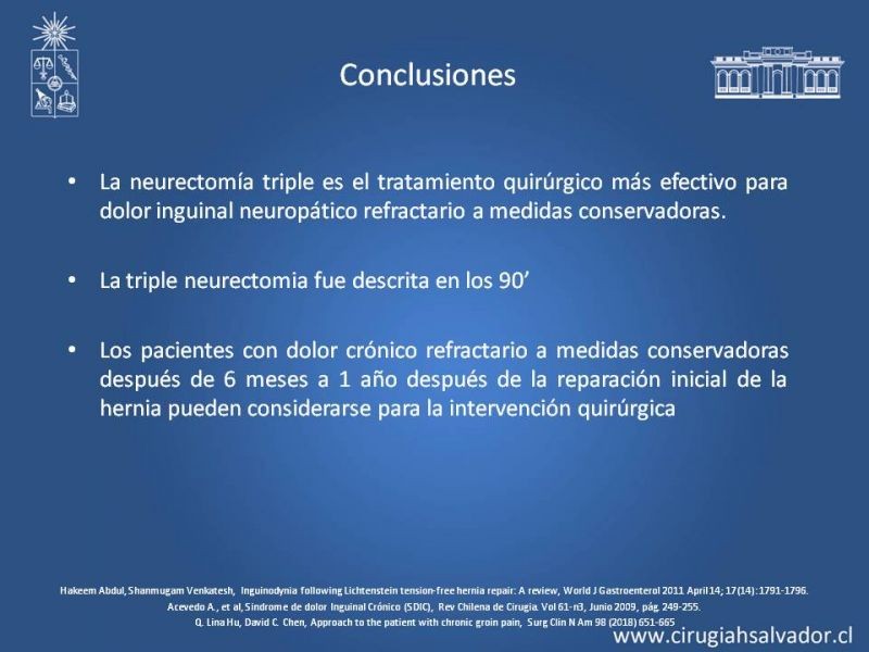 Diapositiva 33 de Manejo de Inguinodinia post Hernioplastía Inguinal