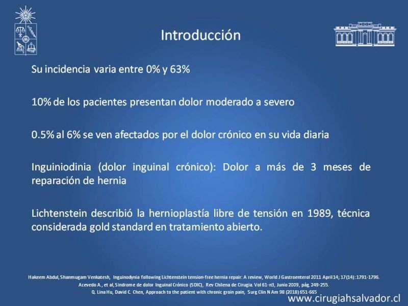 Diapositiva 2 de Manejo de Inguinodinia post Hernioplastía Inguinal