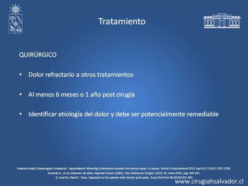 Diapositiva 20 de Manejo de Inguinodinia post Hernioplastía Inguinal